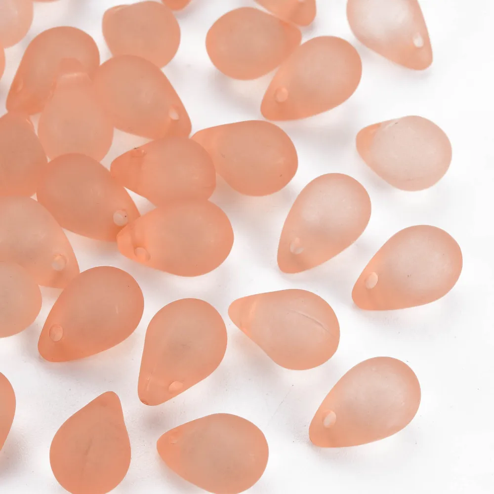 

500g Transparent Acrylic Pendants Frosted Teardrop Coral 13x8.5mm Hole: 1.6mm about 1000pcs/500g