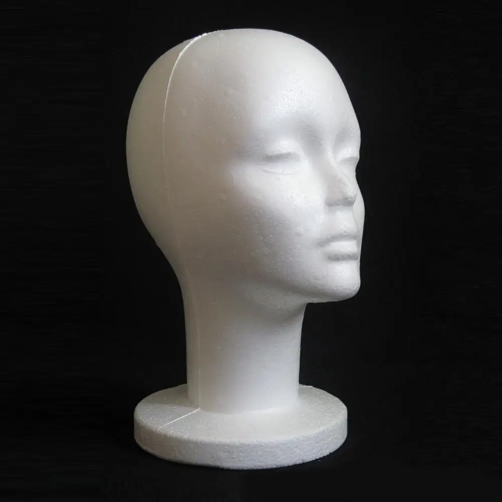 STUDIO LIMITED Styrofoam Mannequin Head, White Foam Wig Head Display (1  PACK)