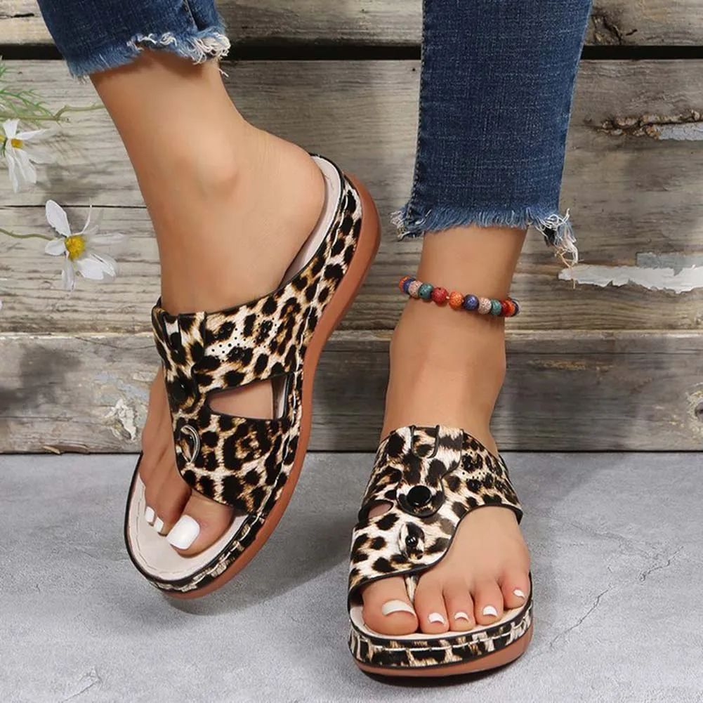 Fashion Heel Flip-flops For Women Wear-Resistance Non-Slip Outwear Shoes For Shopping