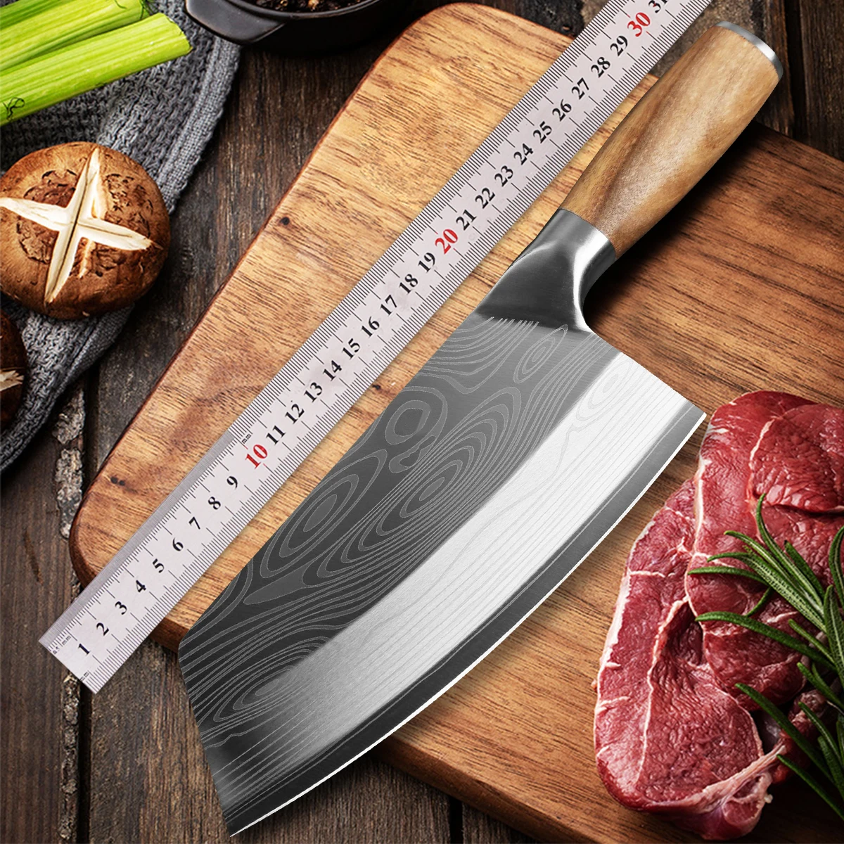 

Damascus Kitchen Knife 7.5 inch Stainless Steel Cleaver Knife 5Cr15 Meat Knife Sharp Chef Knife Cooking Knives For Kitchen