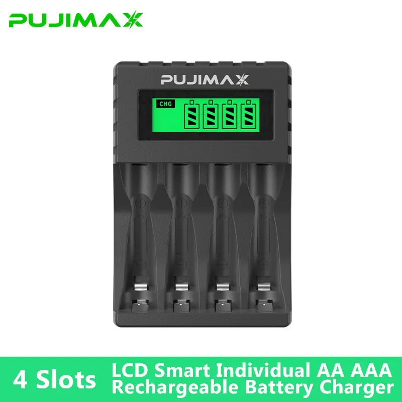 PUJIAMX Rechargeable Battery Charger with LCD Display and Fast Charging Capability