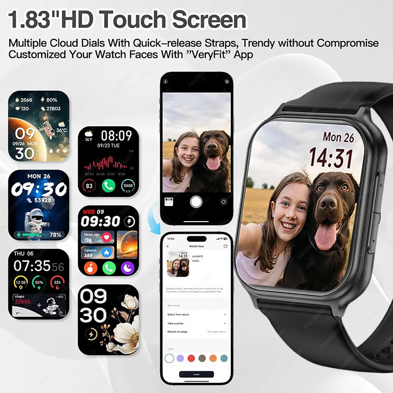 2026 New sports smartwatch 700mAh battery fitness tracker IP68 waterproof heart rate Bluetooth call smartwatch Men's and Women's 5