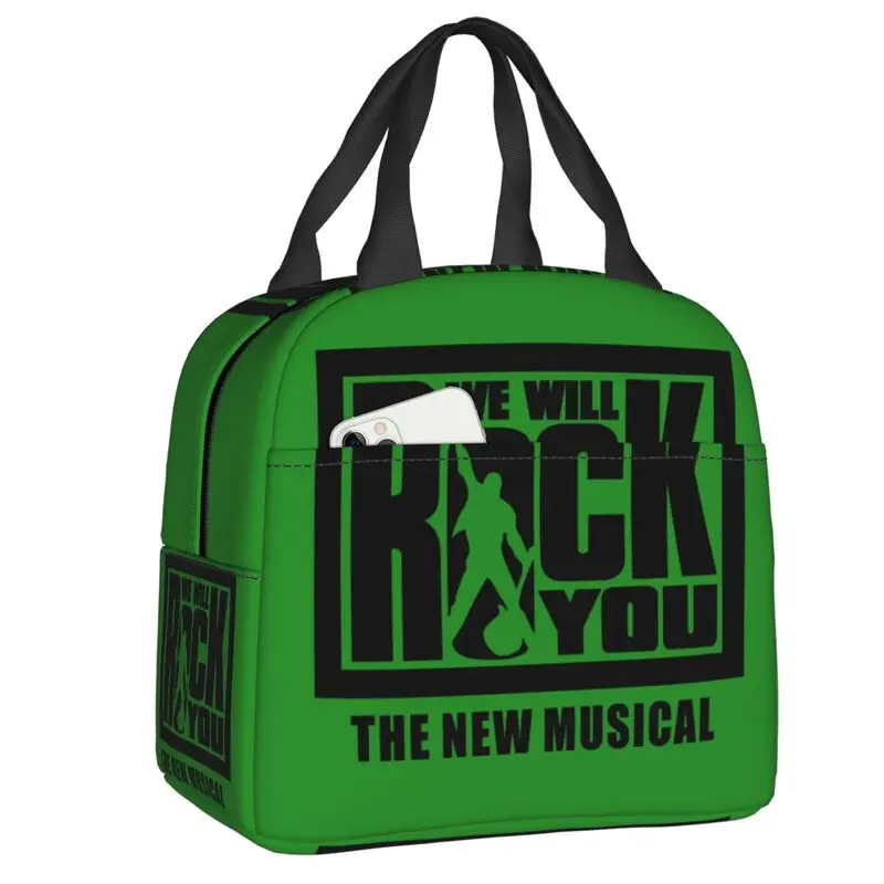 

Black We Will Rock You Portable Lunch Box Heavy Metal Music Thermal Cooler Food Insulated Lunch Bag School Children Student