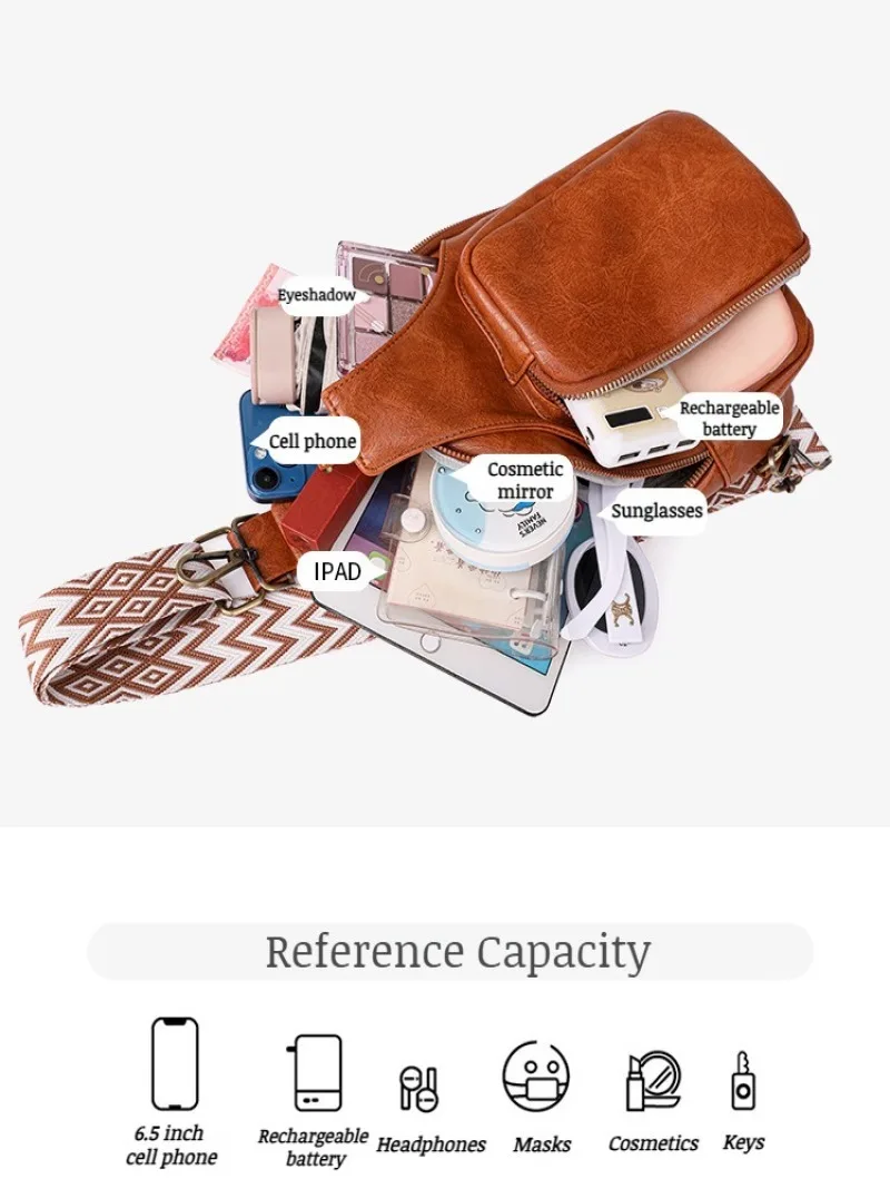 Women's Crossbody Soft Leather Fashion Work Chest Bag 3