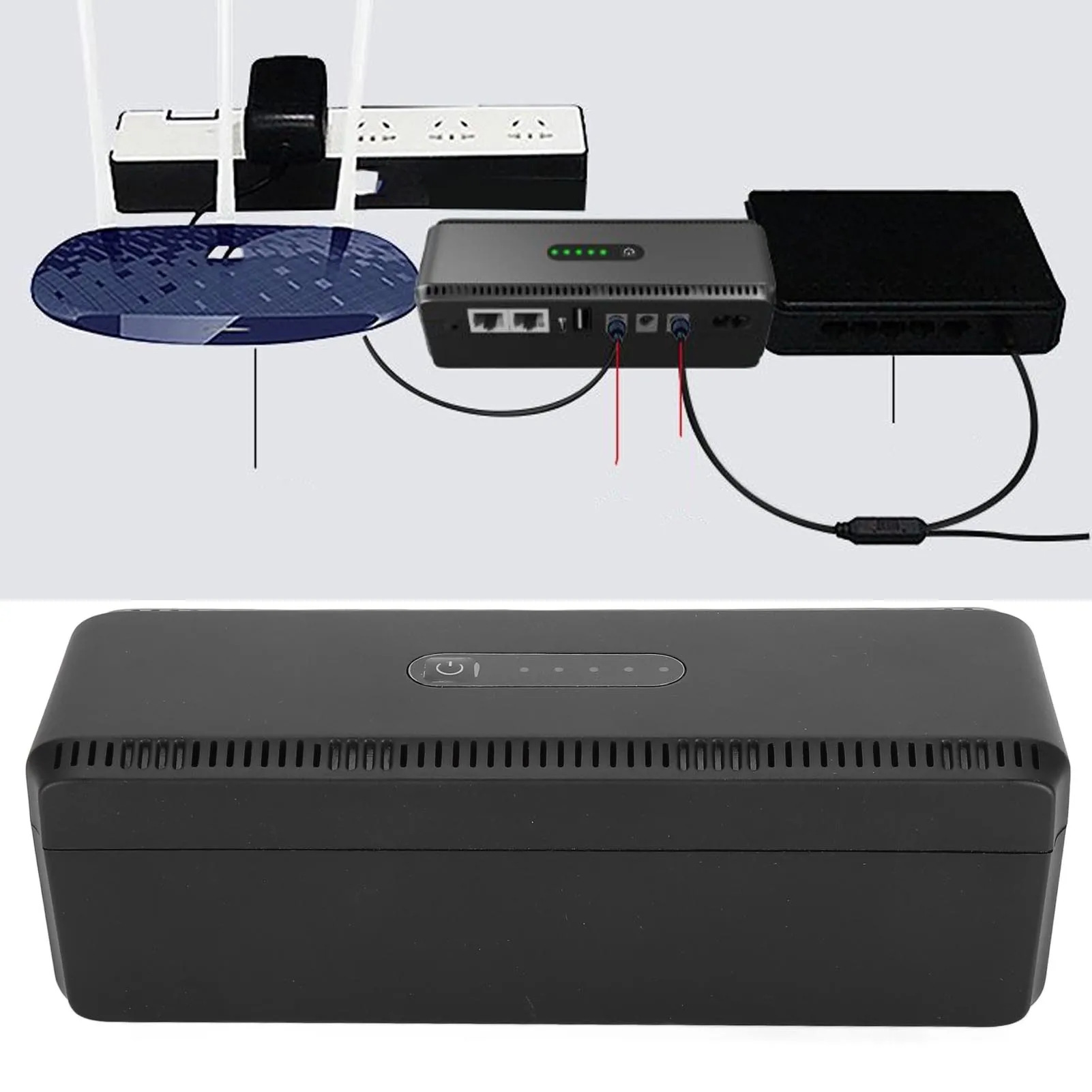 UPS Battery Backup 10400mAh 5V 9V 12V 15V 24V Uninterruptible Power Supply for Camera Router Modem100‑240V UPS Battery Backup