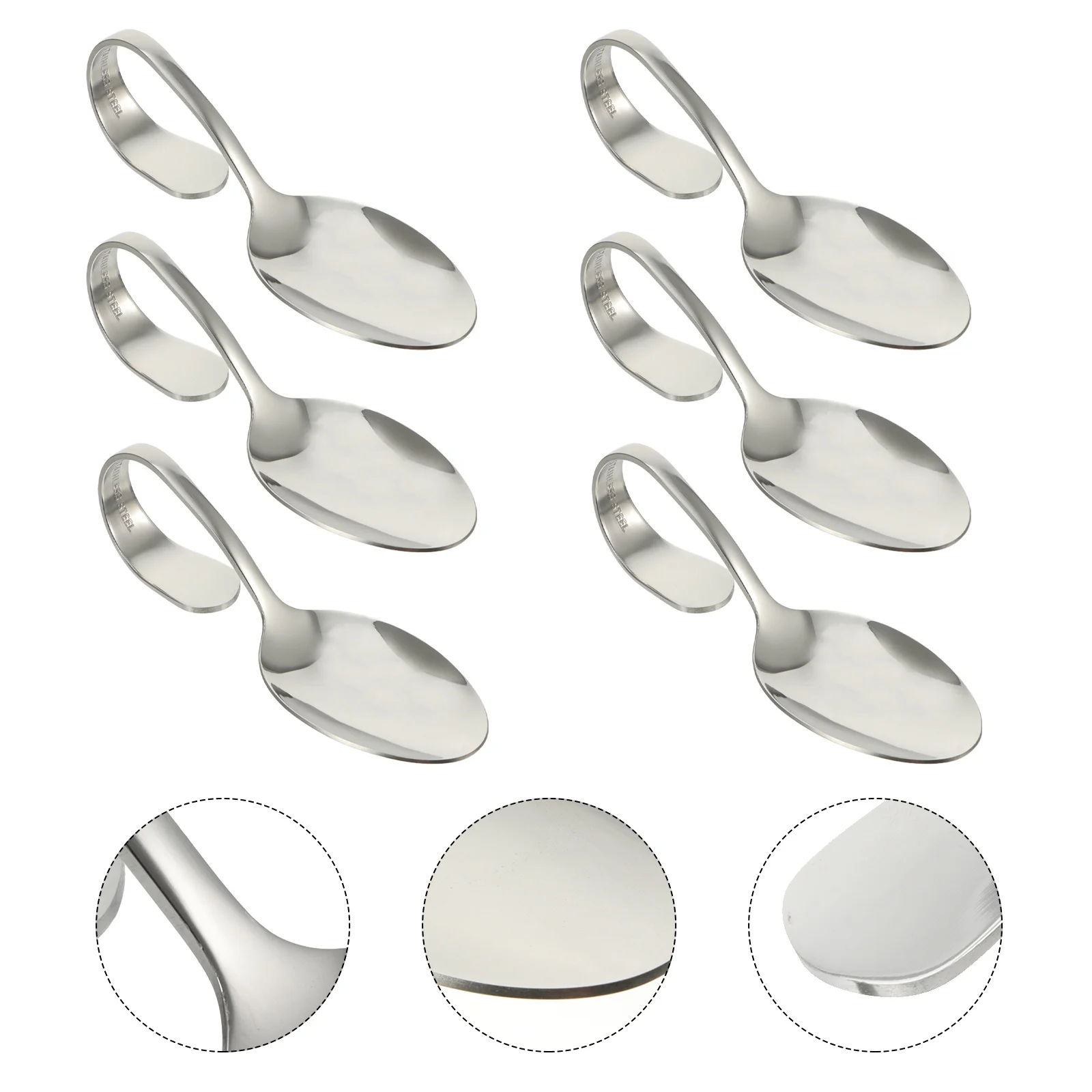 

6 Pcs Spoon For Branout Suite Curved Handle Child Stainless Steel Multipurpose