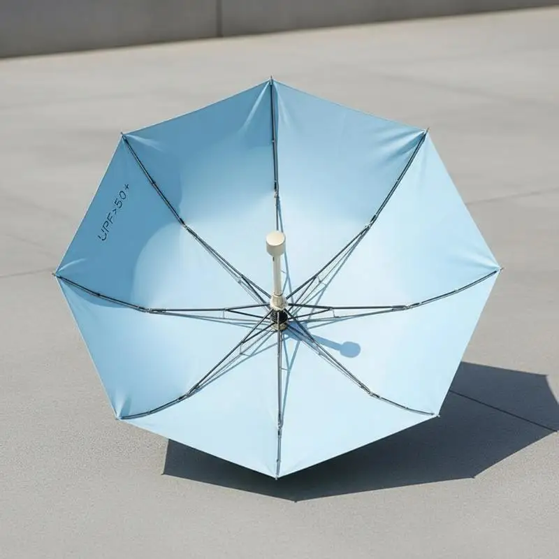 UPF+50 Ultralight Portable Sun Umbrella with Black Vinyl Sunscreen Protection