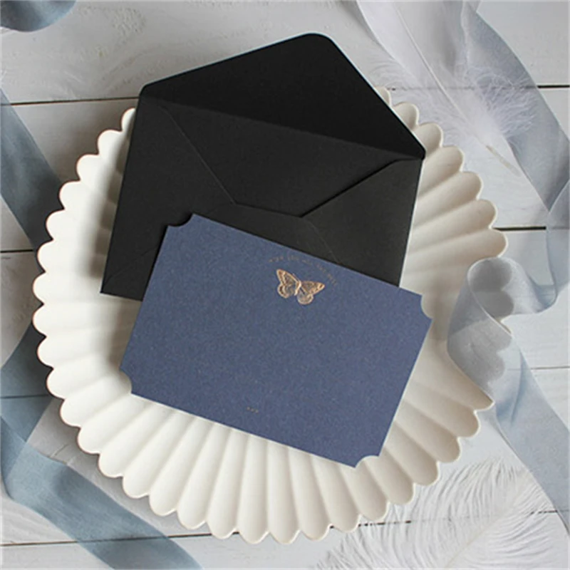Greeting Card Light Luxury Embossed Stereo Bronzing Butterfly Pattern Gift Message Card Wedding Invitation