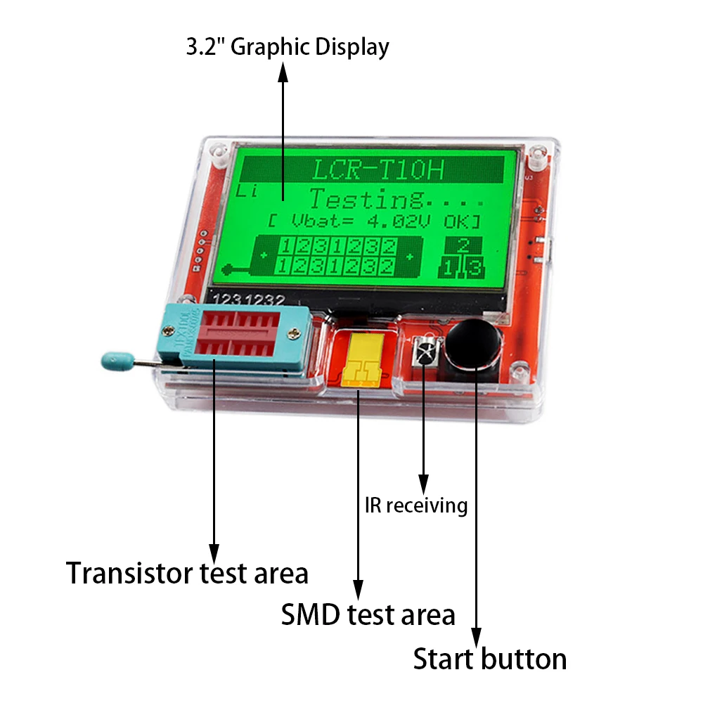 Digital Multimeter Multimeter Tester Transistor Tester LCR-T10H TFT LCD Display Multimeter Transistor Tester Diode Triode Capacitor Resistor Test Meter