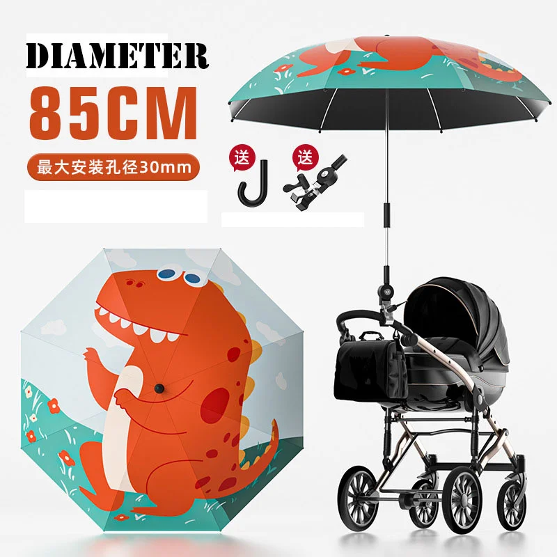 Passeggino ombrello doppio uso pioggia protezione parasole parasole con supporto morsetto universale parasole copertura passeggino ombrello - immagine 6