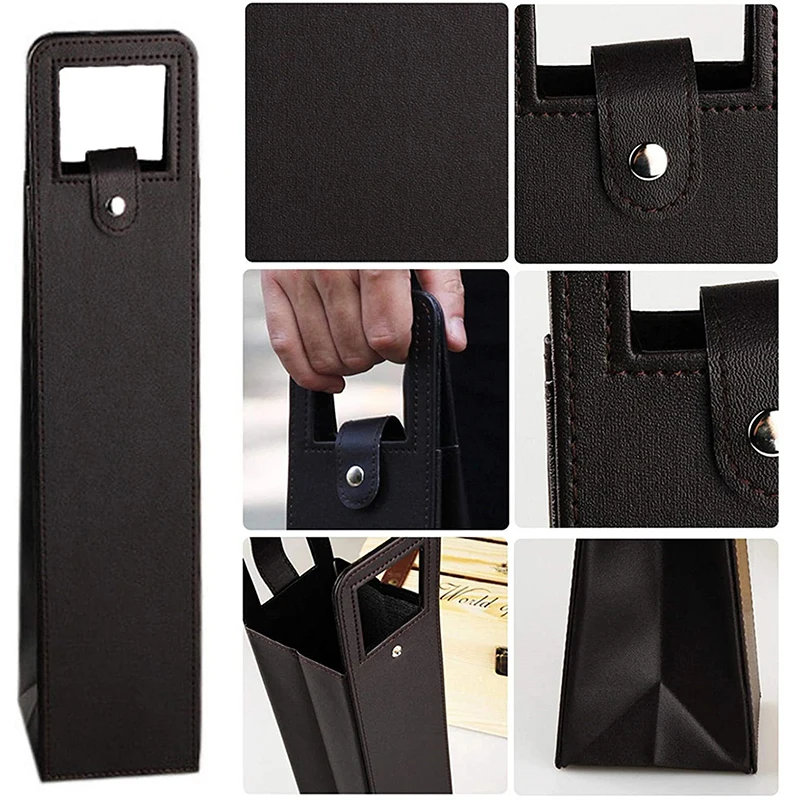 High-Grade PU Leather Wine Gift Box – Elegant Solid Color Single Bottle Carrier Bag for... - SKU LWGB1416 - UGI Packaging