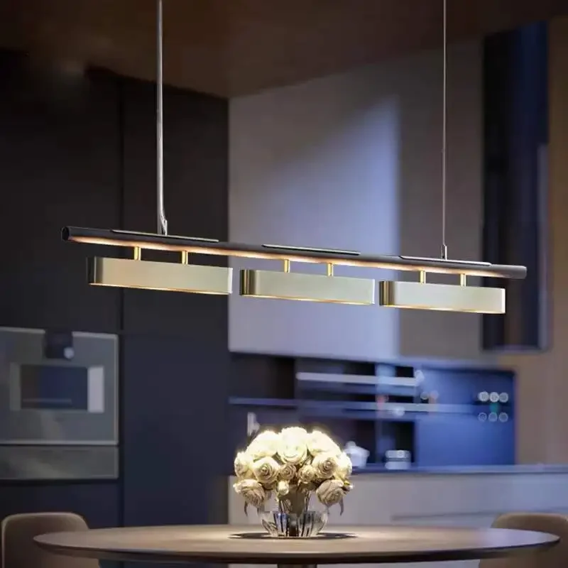 

Dining Room LED Pendant Lights Modern Creative Black Gold Combination Hanging Lamp Nordic Cafe Bar Kitchen Island Art Chandelier