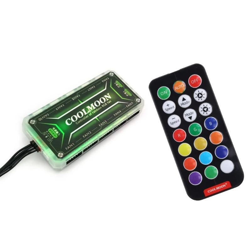 R2LA CoolMoon RGB Fan Intelligent Music Controller Remote Control RGB Color Change with Cable