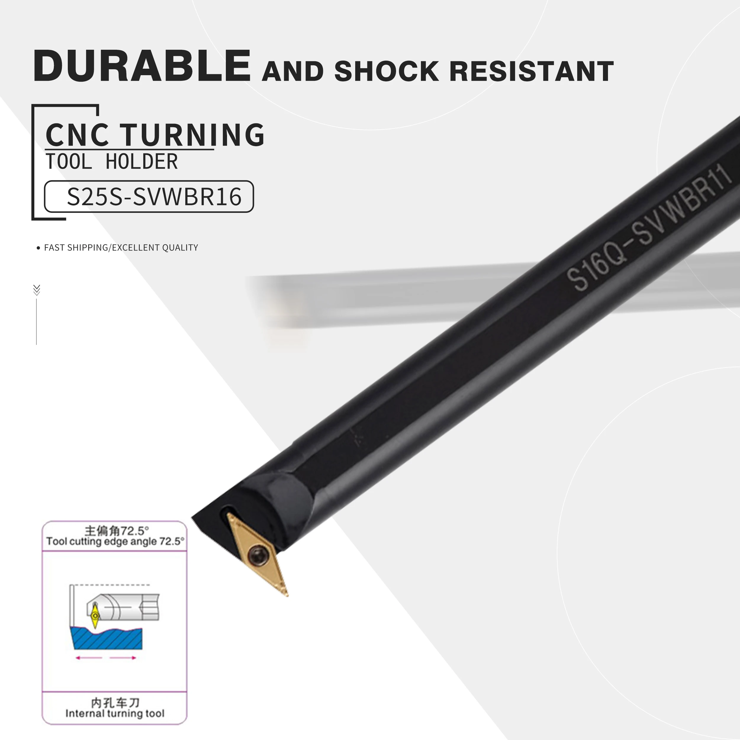 

S25S-SVWBR16 S25S-SVWBL16 Wear-resistant cutting arbor CNC lathe finishing tool Internal turning toolholder Entering angle 72.5°