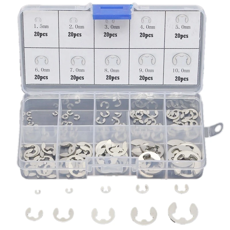 

120 PCS 304 Stainless Steel E Clip Washer Assortment Kit For Shaft Fastener M1.5-M10