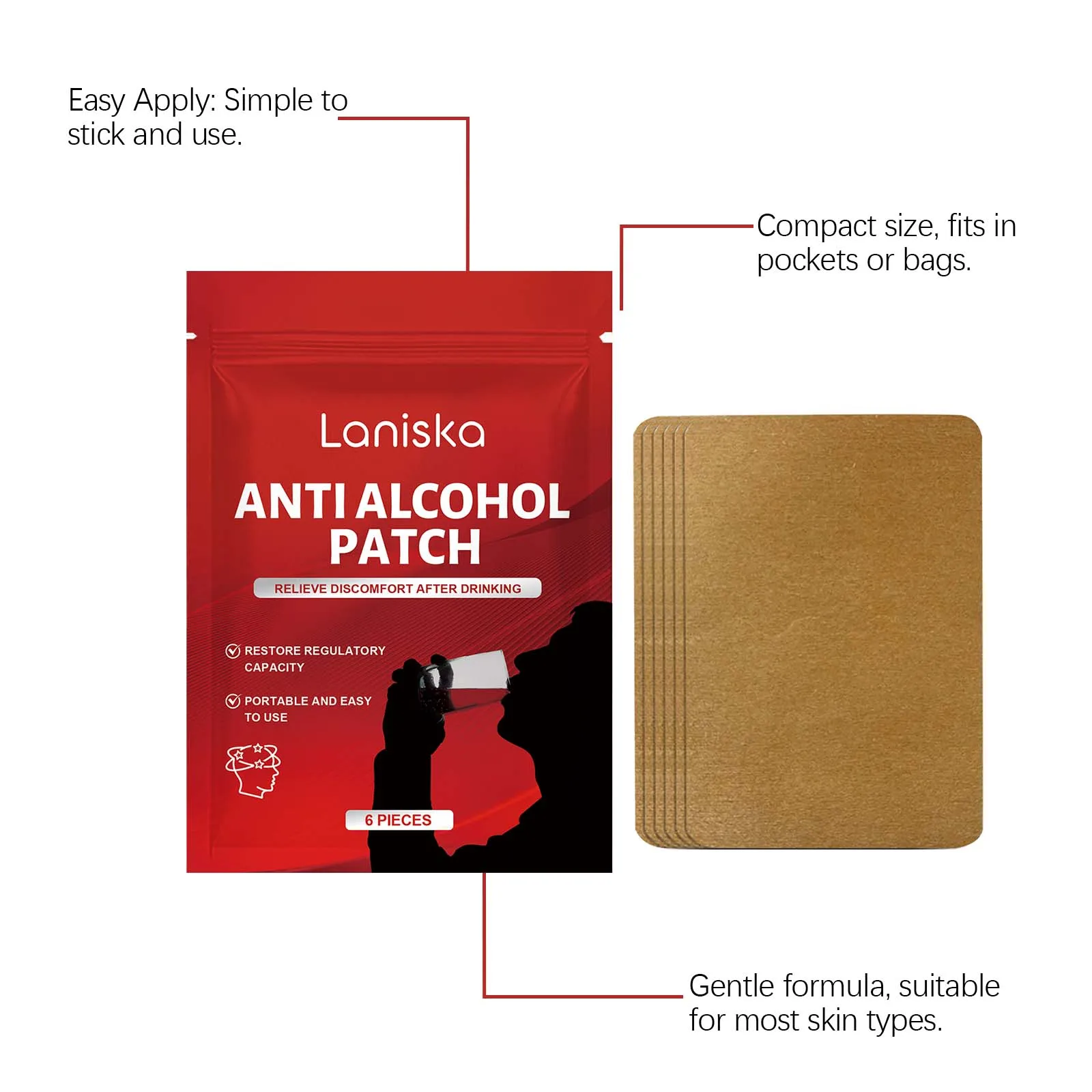 Laniska Anti Alcohol Patch – Herbal Alcohol Support Patch for After-Drinking Comfort - Image 7
