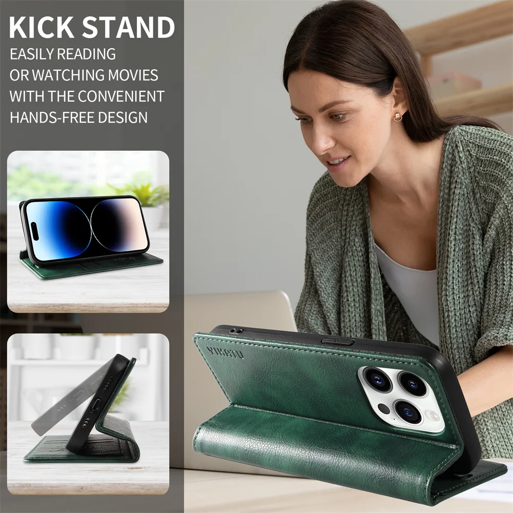 Luxury Magnetic Leather Flip Wallet Case - Premium Cover