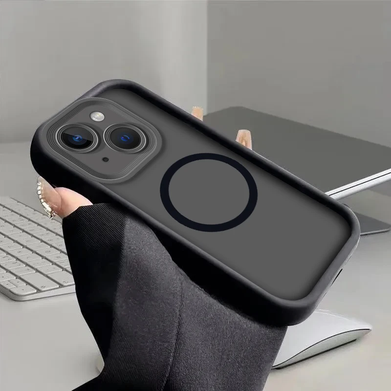 Silicone Phone Case with Lens Protection and Magnetic Wireless Charging Sticker