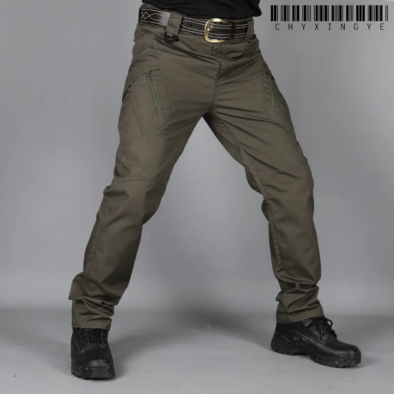 

New Mens Tactical Pants Multiple Pocket Elasticity Military Urban Commuter Tacitcal Trousers Men Slim Fat Cargo Pant 5XL