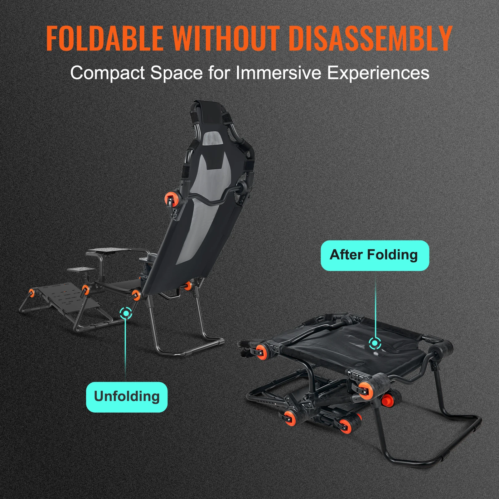VEVOR Racing Wheel Stand Foldable Fit For Logitech Thrustmaster Fanatec Hori Mad Catz Carbon Steel Driving Simulator Cockpit 6
