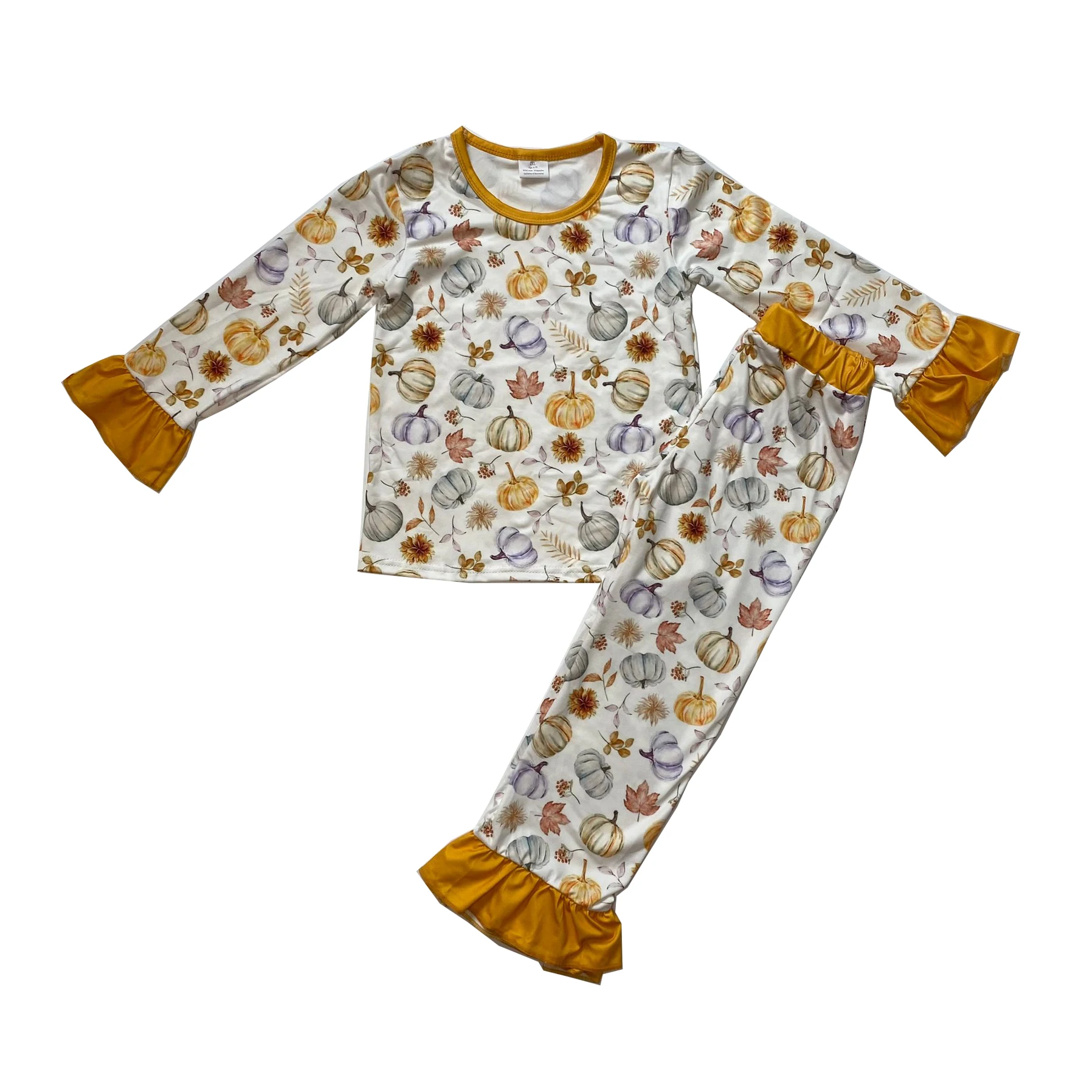 

Wholesale Kids Thanksgiving Day Pajamas Fall Pumpkin Outfits Long Sleeves Girls Clothes Boys Sets