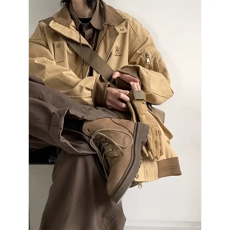 Deeptown Japanese Y2k Vintage Jacket Women Harajuku Fashion Oversize Casual Korean Style Embroidery Jackets Autumn Winter Coats