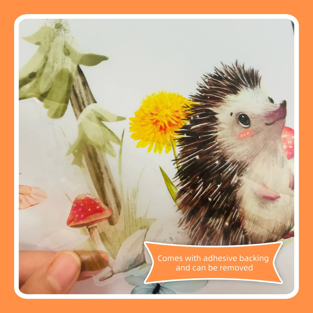 Cartoon Fox Hedgehog Pine Tree Wall Sticker Set Self-Adhesive PVC Decal for Kids' Room Nursery Background Wall