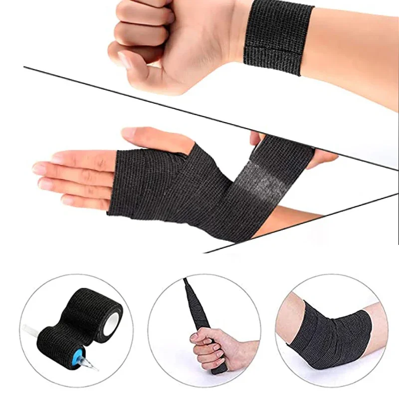 Factory  Wholesale  6/12/24/48pcs Tattoo Bandage Anti-slip Athletic Nonwoven Disposable Waterproof Self-adhesive Elastic Bandage 2