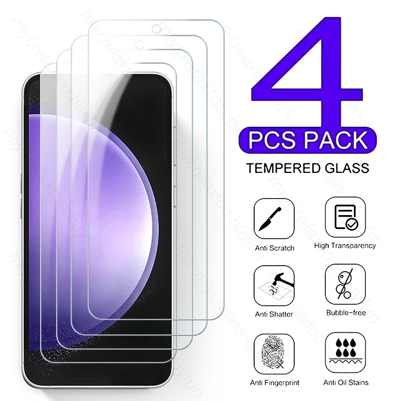 

4PCS Tempered Glass For Samsung Galaxy S23 FE 5G SM-S711B 6.4" Screen Protector Cover Film On Sumsung Samung S23FE S 23 FE Glass