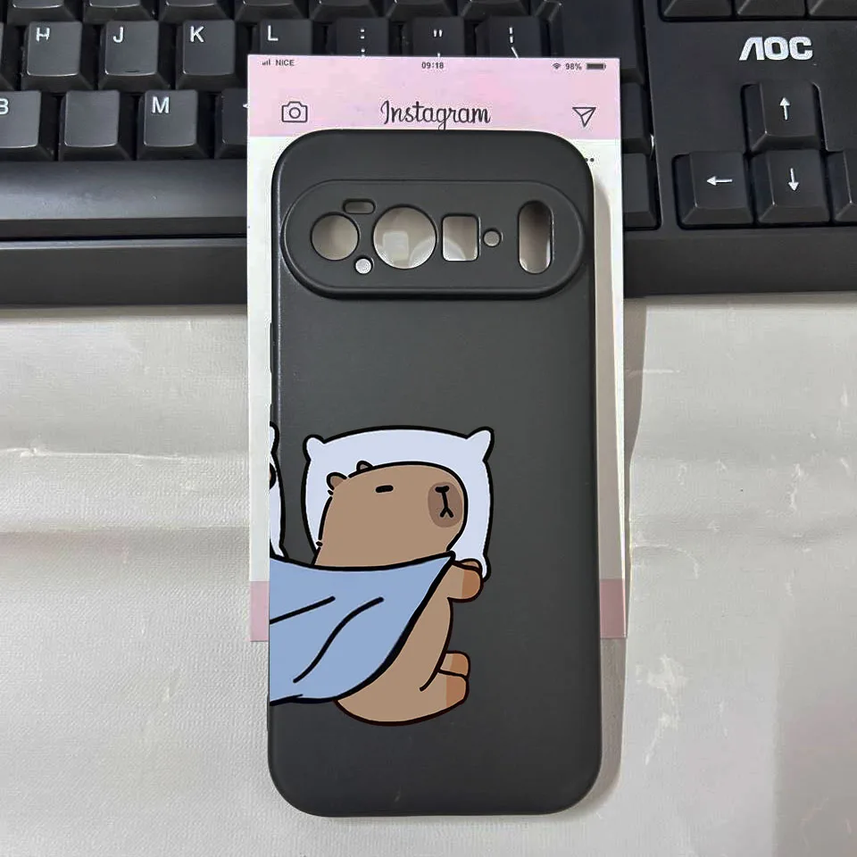 Capybara Couple Cartoon Clear Soft TPU Phone Case with Animal Pattern
