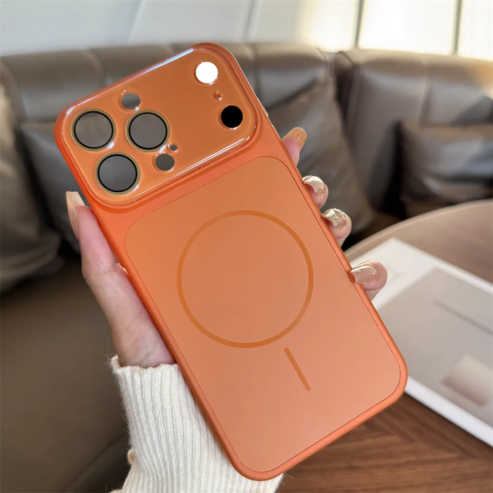 Luxury AG Glass Lens Nano Frosted MagSafe-Compatible Phone Case with Magnetic Wireless Charging Cover
