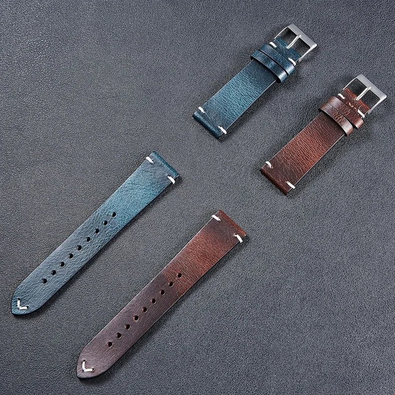 Premium Vintage Leather Waterproof Quick Release Watch Band - Men's Wristband Accessory