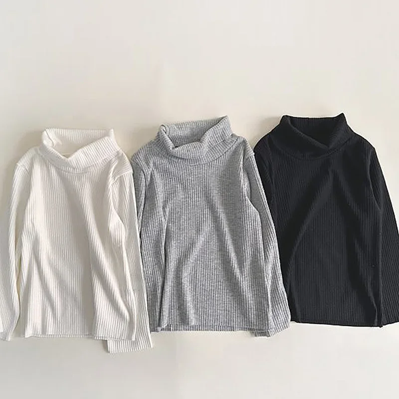

Children Clothing 2024 Spring New Korean Style Girls High Collar Long Sleeved Spring and Autumn Casual Simple Kids Top