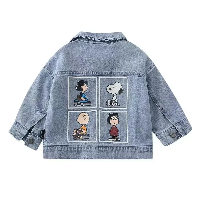 snoopy Baby Denim Jacket 2024 Spring New Children's Clothing Boys and Girls Top Cartoon coat  Denim Top Long Sleeve 2