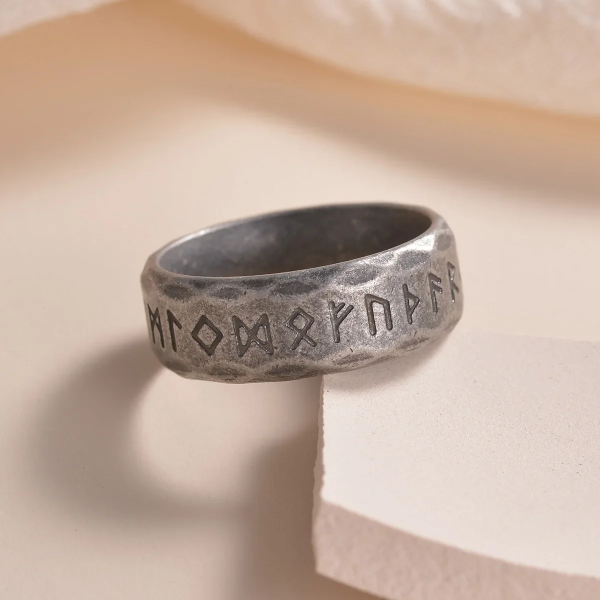 Vintage Nordic Viking Pirate Rune Stainless Steel Antique Rings Fashionable Men and Women Talismans Couple Party Jewelry Gifts 4