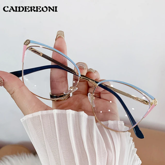 CAIDERONI-Lunettes œil de chat en métal pour femmes, verres papillon personnalisés, lunettes de lecture myopes, anti-lumière bleue, tendance de la mode, 25062 1