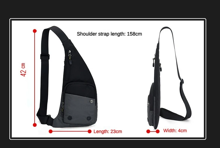 Men‘s New Trendy Casual Shoulder Bag Leisure Travel Sports Outdoor Pack Messenger Crossbody Sling Chest Bag Pack for Male Female