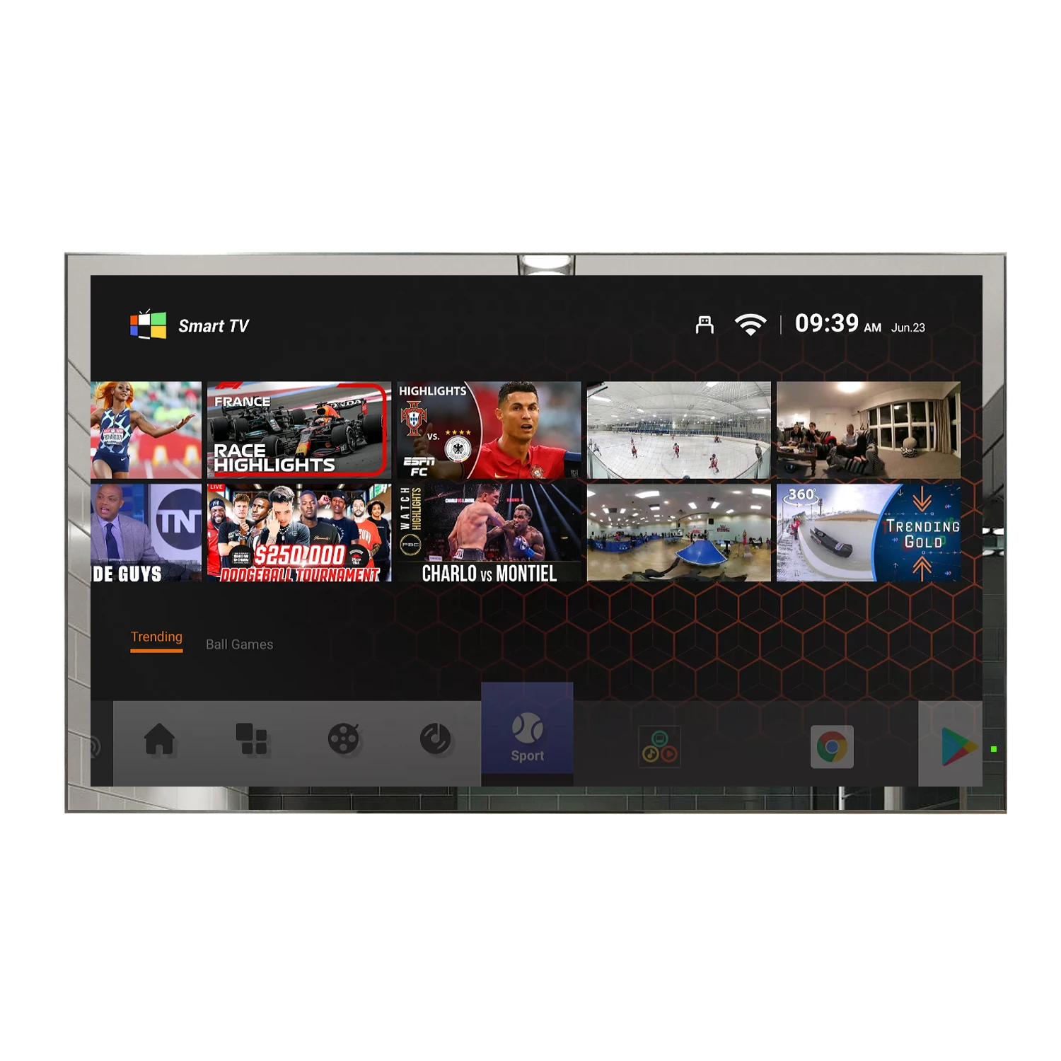 Souria 43 inches 4K Smart Android System Mirror Waterproof TV Bathroom SPA Large Screen ATSC DVB Hotel Indoor Swimming Pool