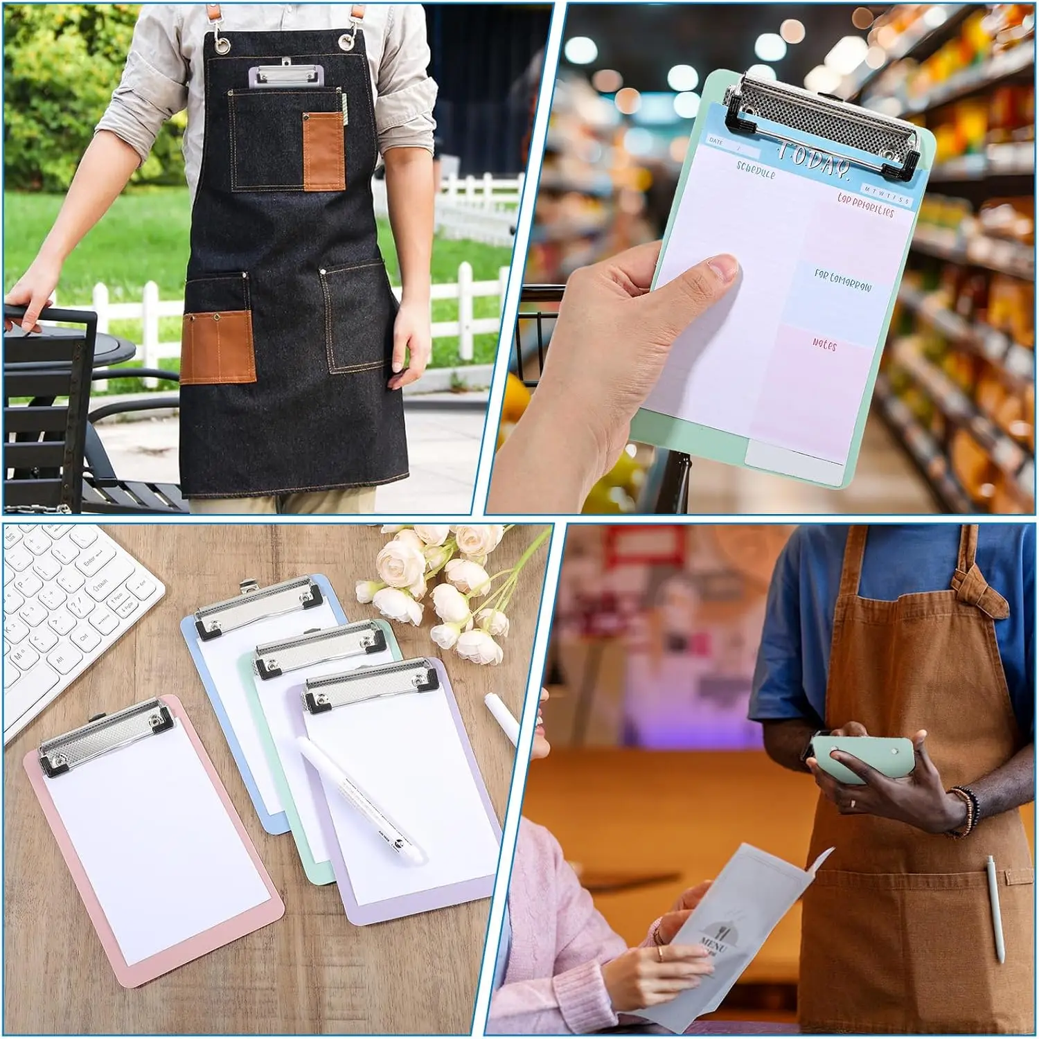 thumbnail image 2 of 16 Pack 4x6 Inch Mini Clipboards - Black Plastic Clipboard With Low Profile Clip 2 of 10