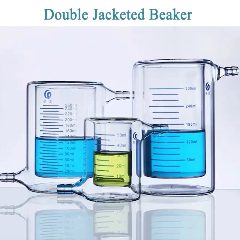 

50ml-2000ml Thick-walled Double Jacketed Beaker with Scale Double Glass Beaker Jacketed Beaker Photocatalytic Reactor