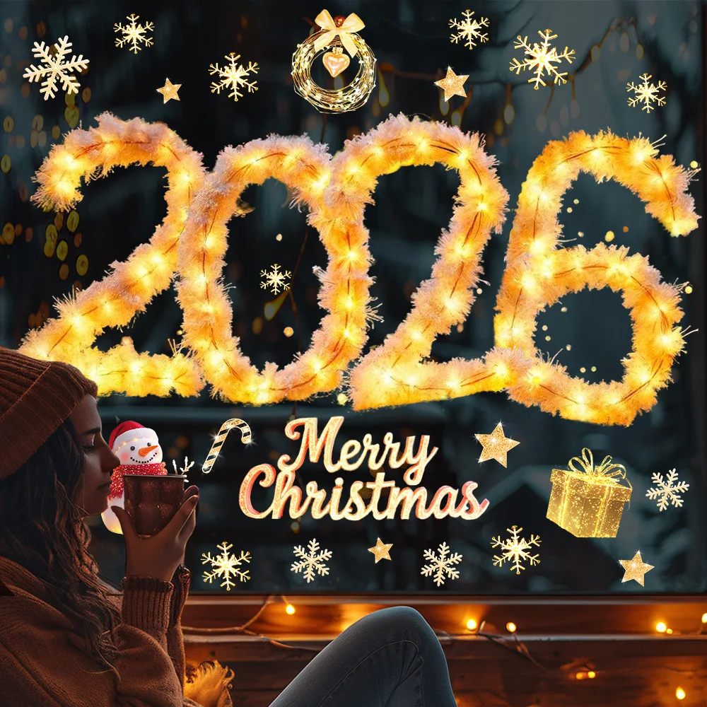 Christmas Window Stickers Christmas Wall Sticker Kids Room Wall Decals Merry Christmas Decorations For 2026 New Year Stickers