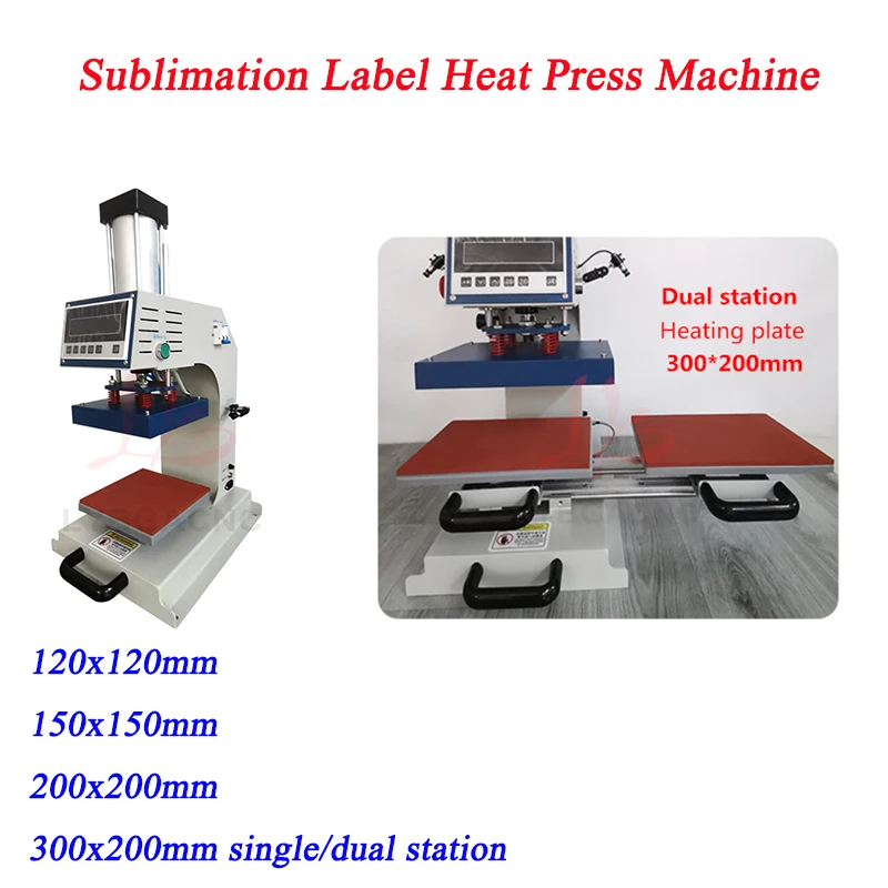 

Single Dual Stations Heat Press Machine Options 120x120/150x150/200x200/200x300mm Pneumatic Hot Stamping Machine for DIY Printer
