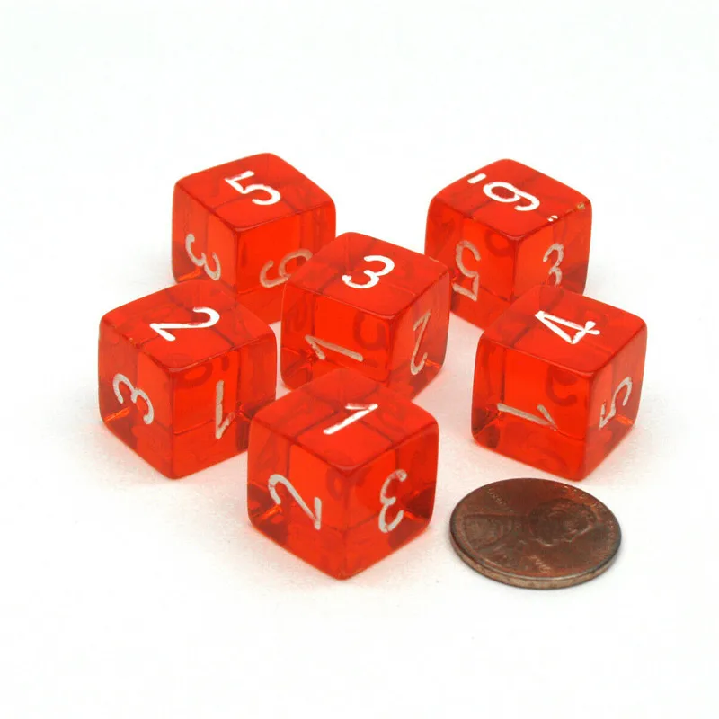 10Pcs/set 16MM Clearly 6-sided Digital Props Dice Number 1-6 Transparent D6 Dices game dice dice set