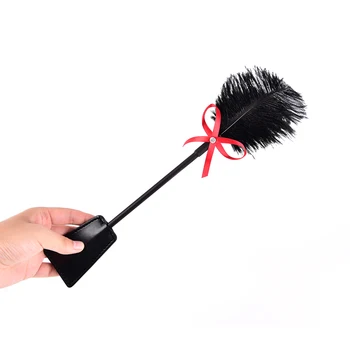 New Arrival Feather Tickled Whip Eroti Fetish Leather Spanking Paddle Play Flogger Sex Toys 3