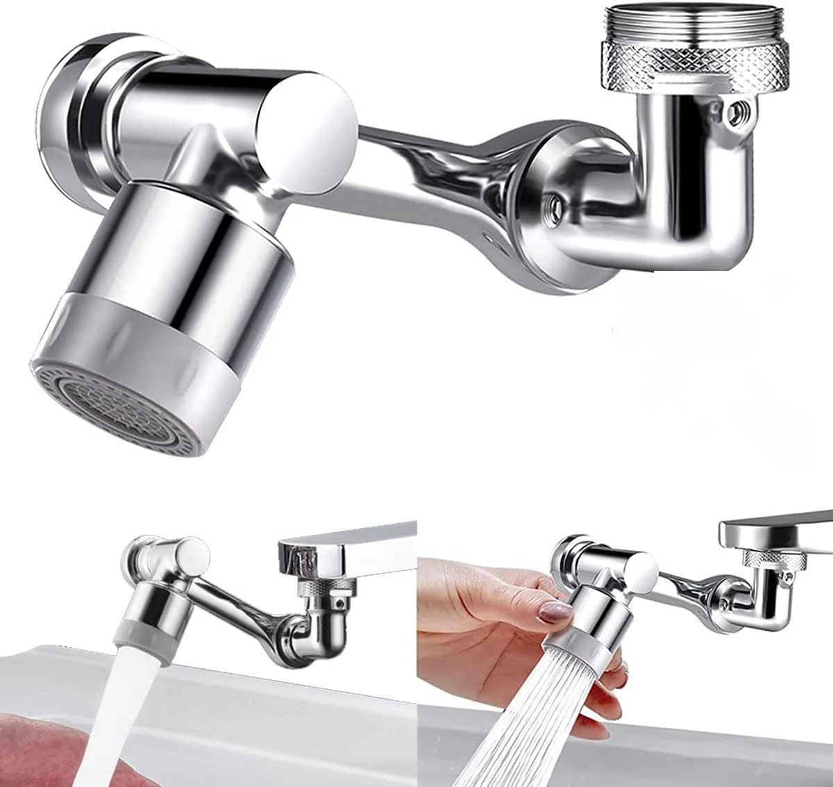 1080&deg; Rotatable Faucet Adapter Sprayer Head Water Tap Nozzle Universal Bathroom Tap Extend Aerator 2 Spray Modes faucet adapter
