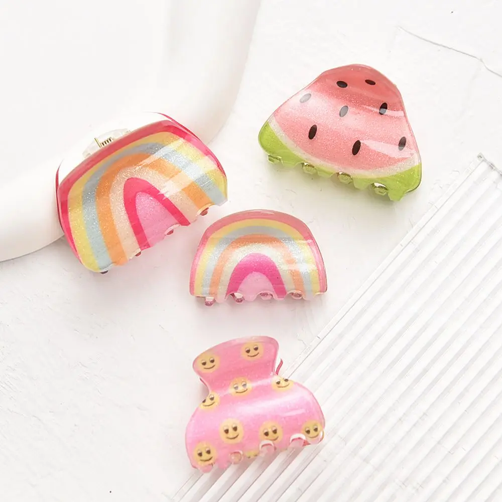 Exquisite Cute Lemon Carrot Acrylic Watermelon Fruit Hair Claw Rainbow Barrettes Korean Style Hair Clip Women Hair Accessories