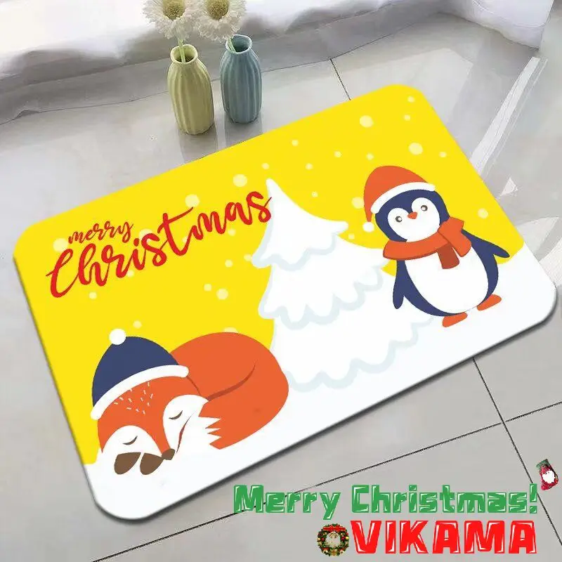 thumbnail image 1 of Alfombra de tierra de diatomeas estilo muñeco de nieve de Papá Noel de VIKAMA, alfombra antideslizante para entrada de baño y cocina, alfombra enjuagable, 1 of 5