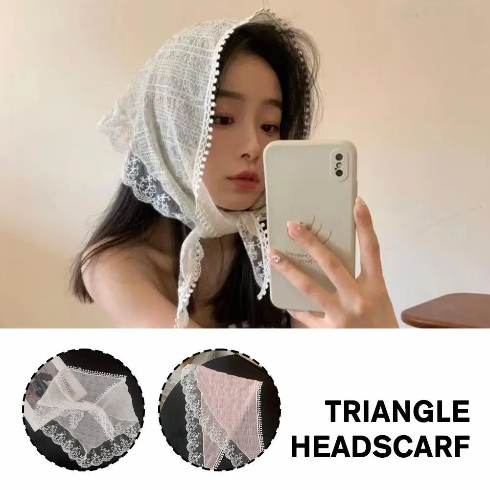 

Полая кружевная треугольная повязка на голову, шарф, Белая Кружевная повязка на голову, французская сумка на голову, женский ремешок на запястье, фото, французское пасторальное соответствие