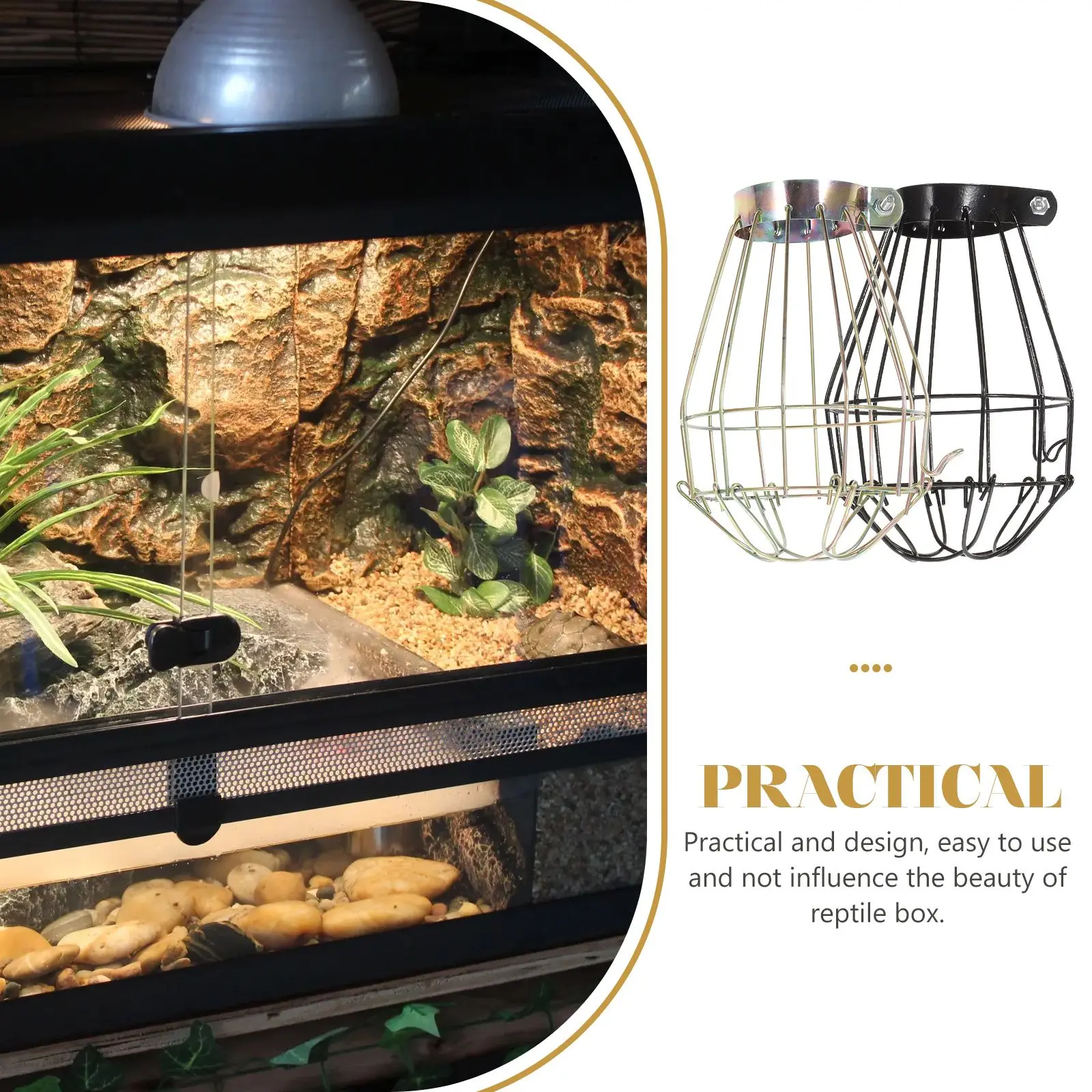 Sturdy Iron Wire Lampshade Reptile Insulation Shade Craft Mesh Pet Cage Lighting Protection Habitat Crawler Box
