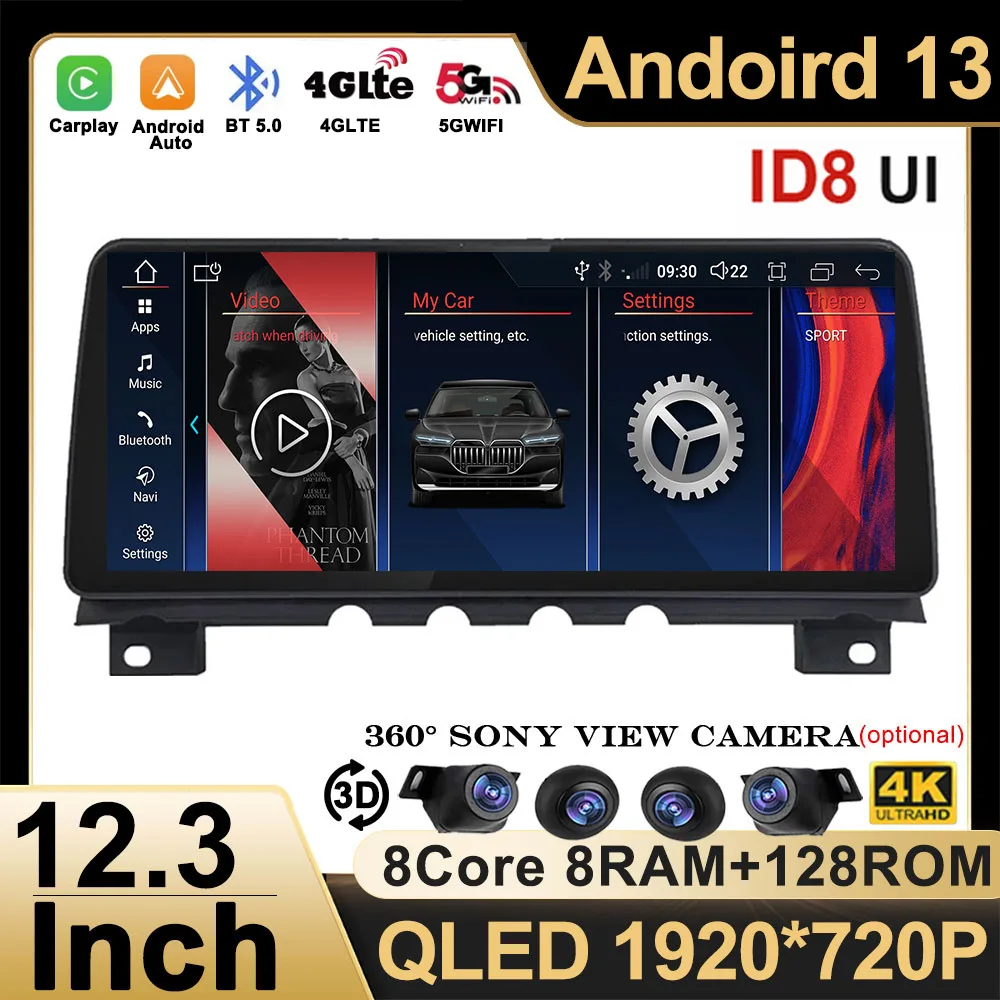 

12,3 дюймовый ID8 Android 13 беспроводной Carplay для BMW 7 серии F01 F02 CIC система NBT автомобильный радиоплеер мультимедийная навигация 4G LTE